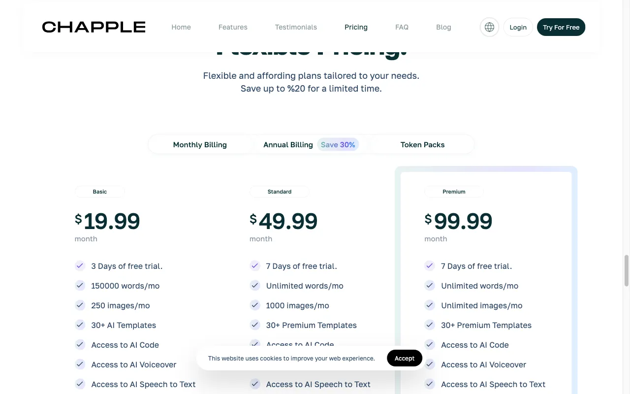 Chapple — pricing page