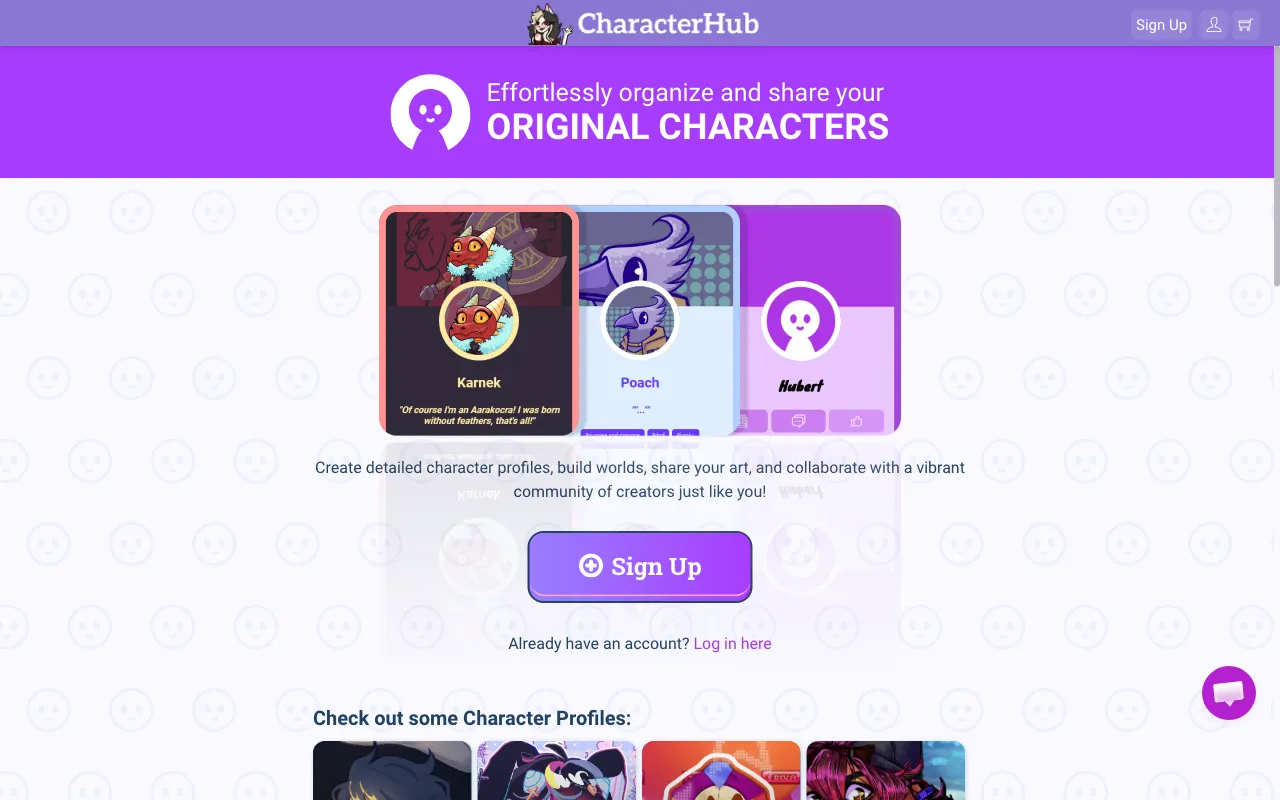 CharacterHub — preview screenshot