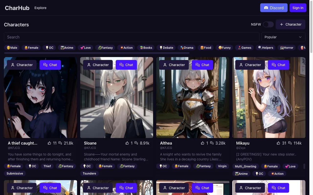 CharHub.ai — preview screenshot