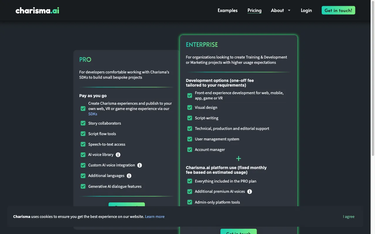 Charisma — pricing page