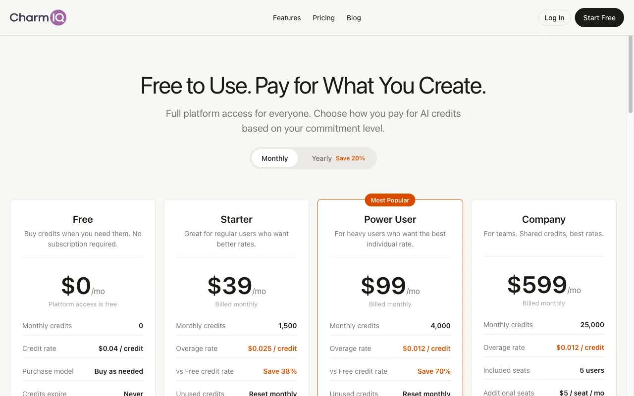 CharmIQ — pricing page