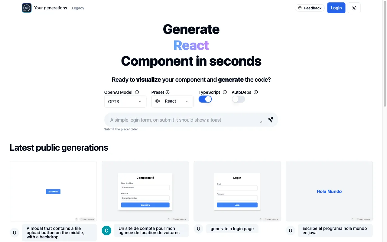 Chat2Code — preview screenshot
