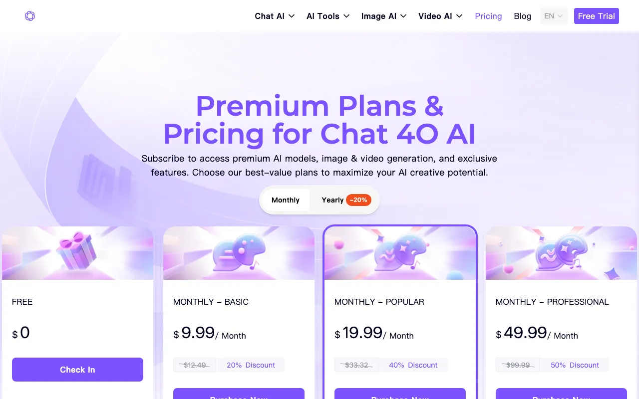 chat4o.ai — pricing page