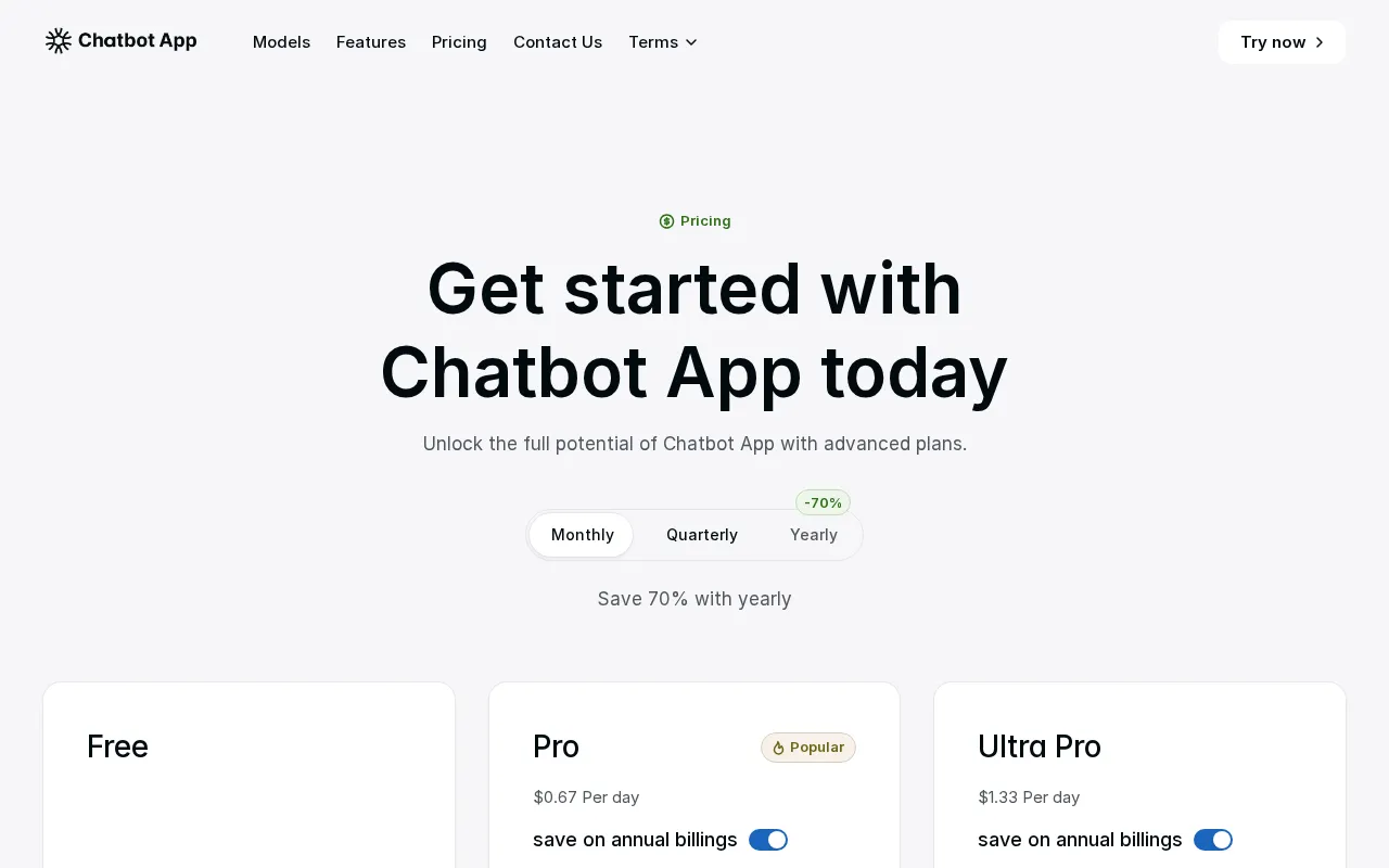 Chatbotapp — pricing page