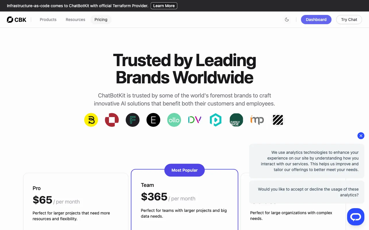 Chatbotkit — pricing page