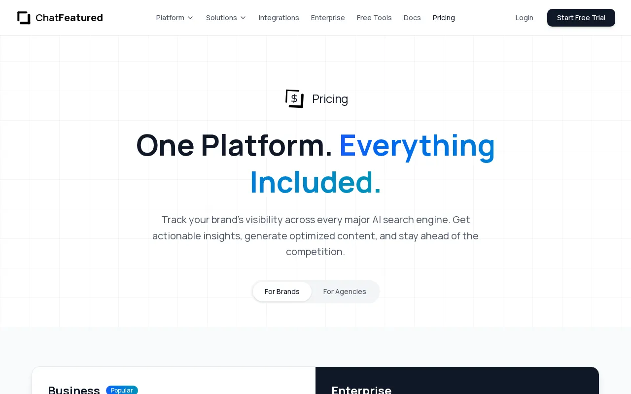 ChatFeatured — pricing page