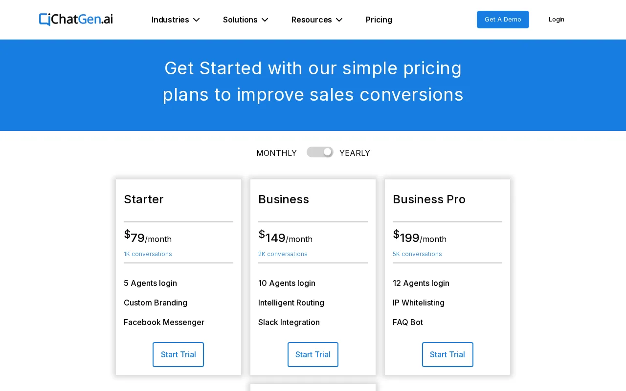Chatgen.ai — pricing page