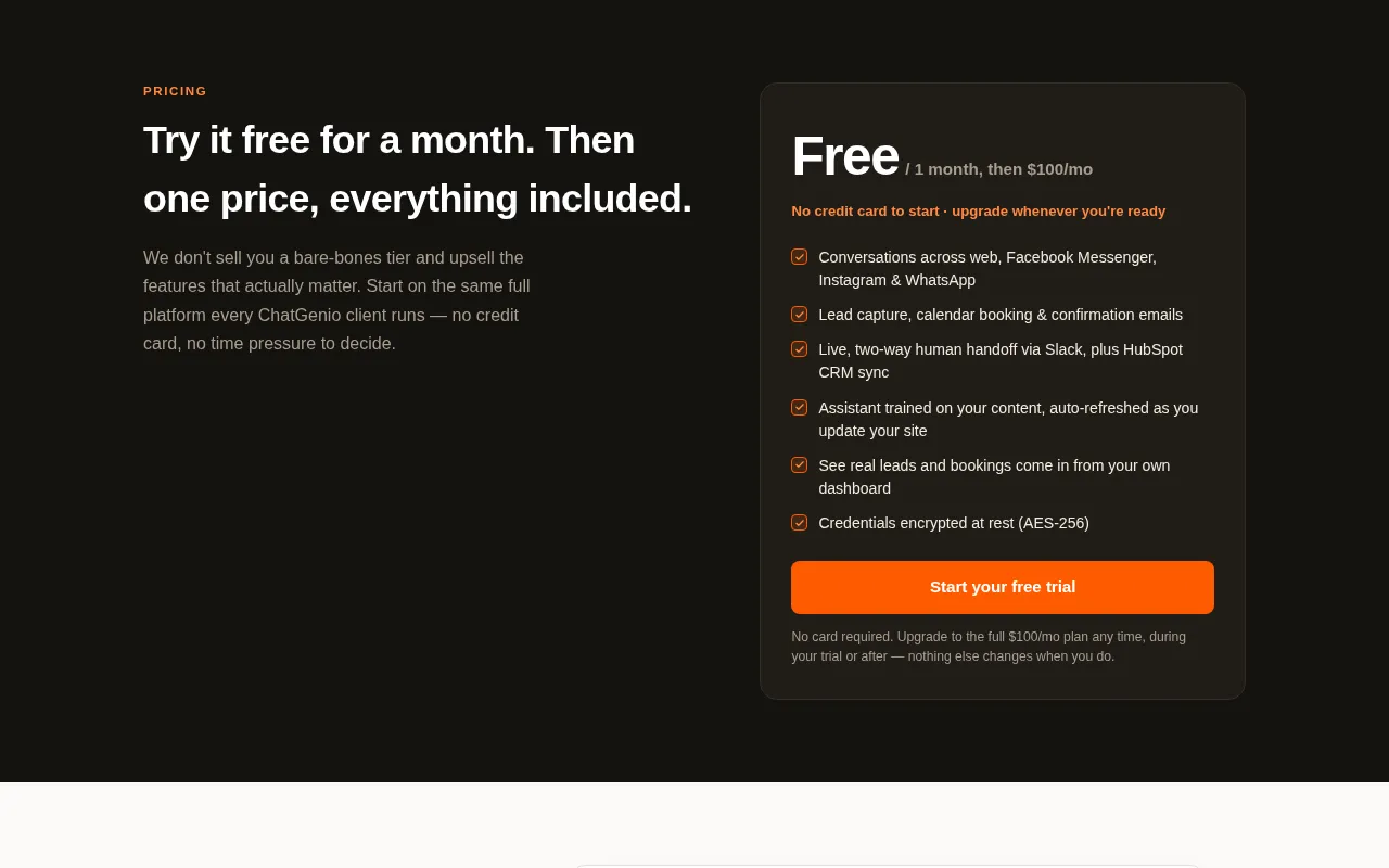 ChatGenio — pricing page