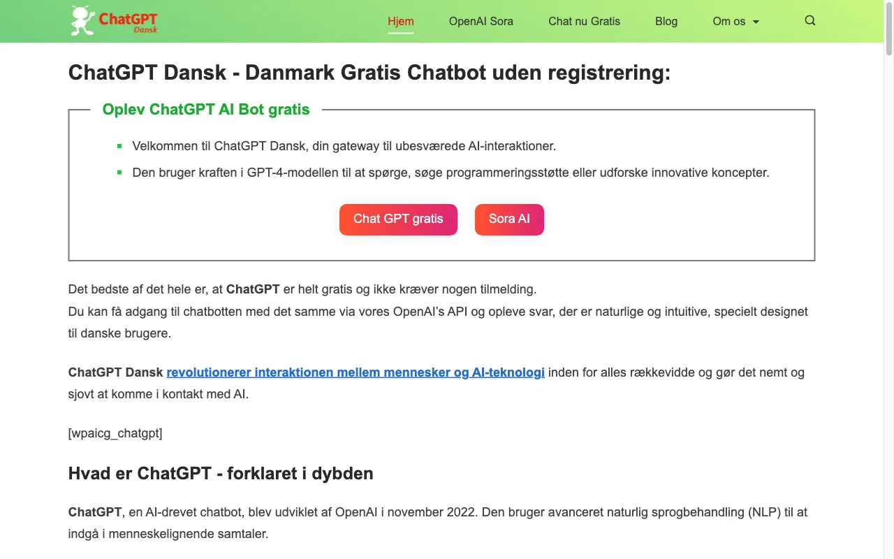 ChatGPT Dansk — preview screenshot