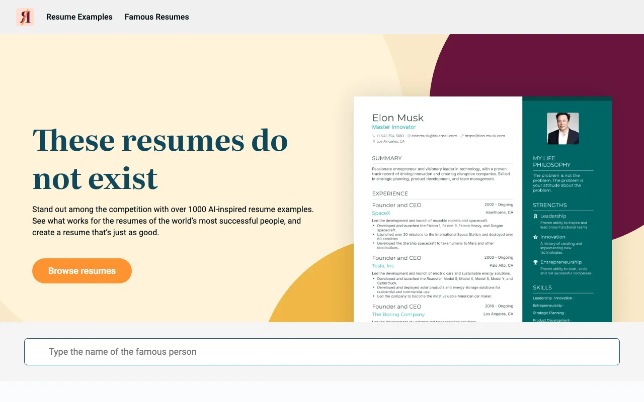 Thisresumedoesnotexist — preview screenshot