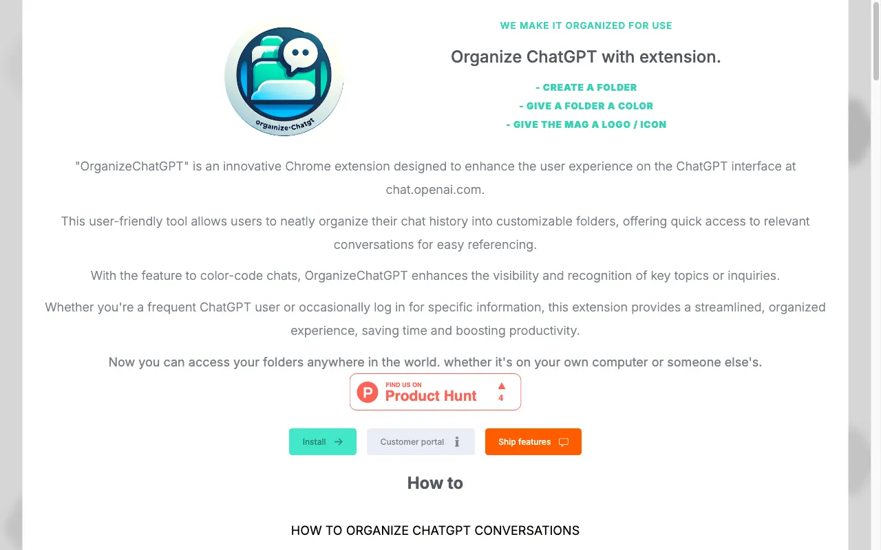 ChatGPT Organize — preview screenshot