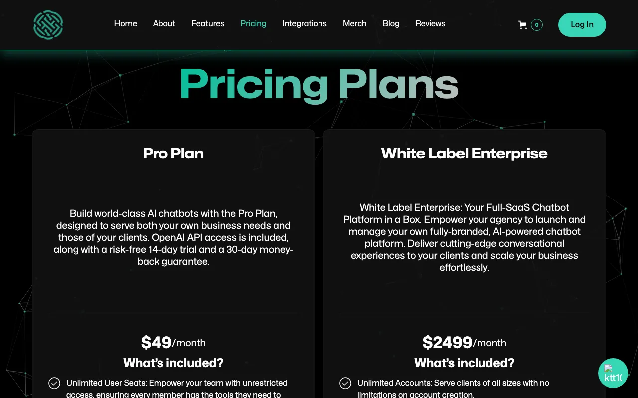 ChatbotBuilder.AI — pricing page