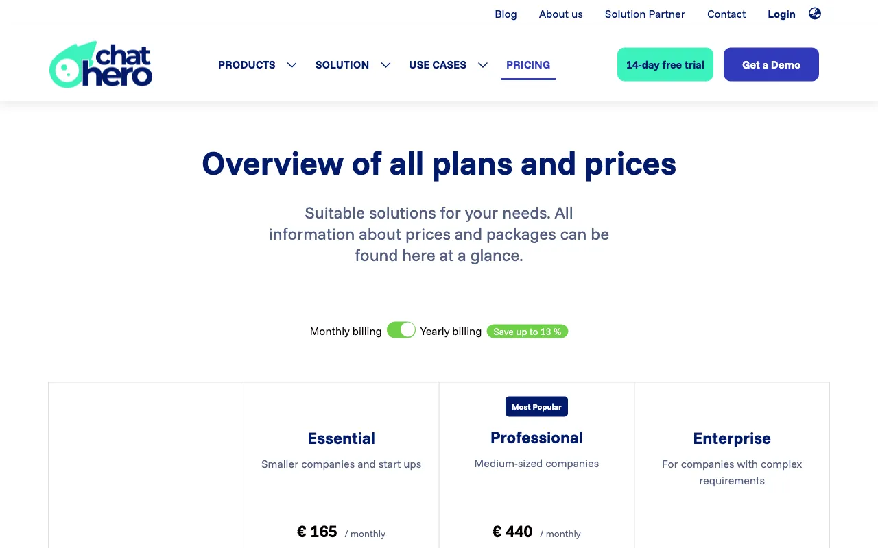 Chathero.ai — pricing page