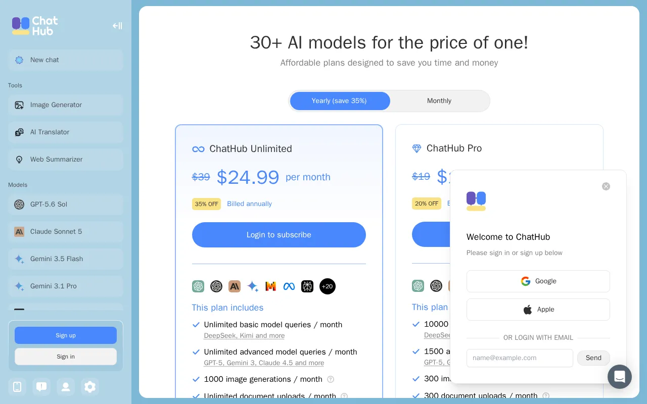 Chathub — pricing page