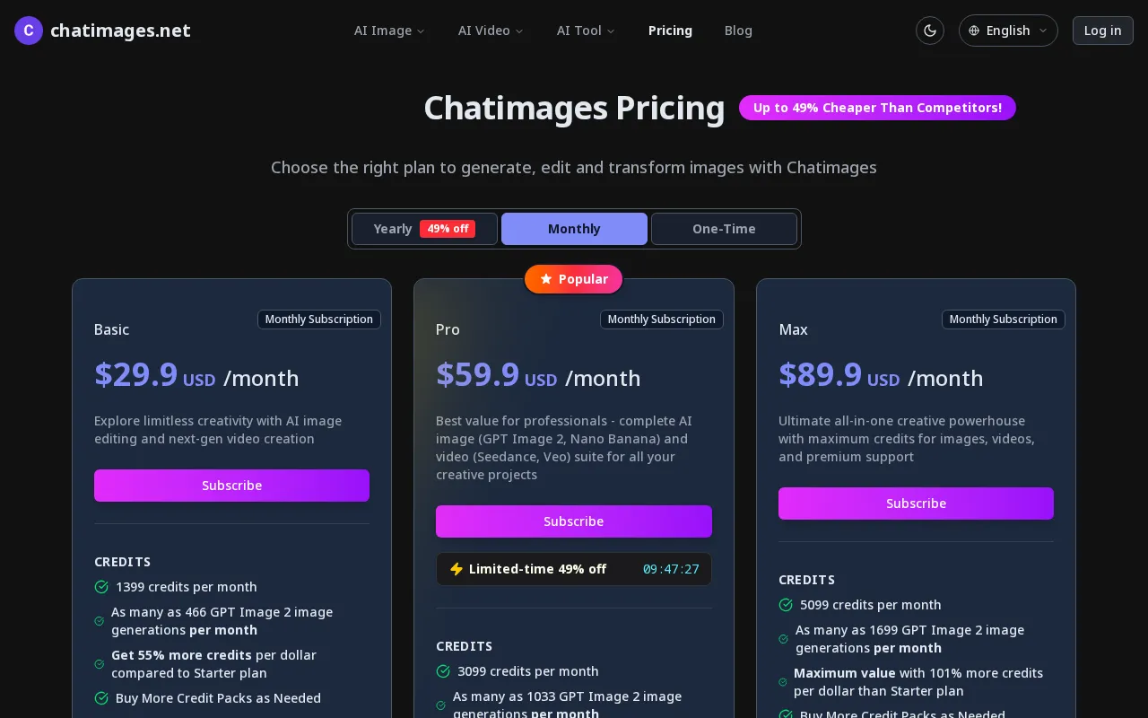 chatimages.net — pricing page