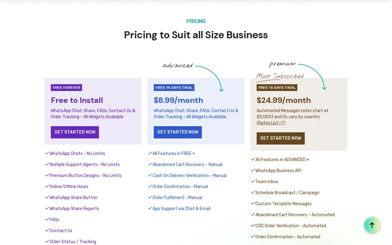 Chatix — pricing page