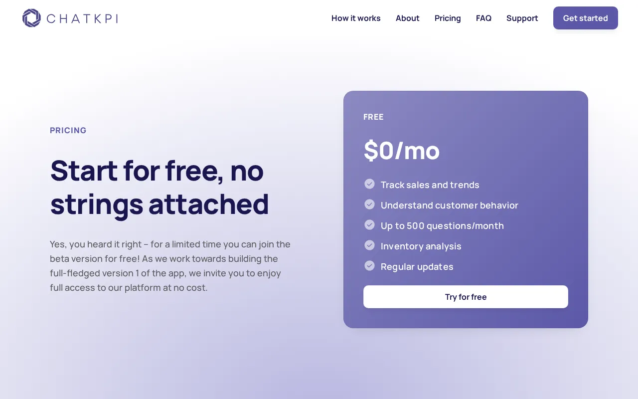 ChatKPI — pricing page