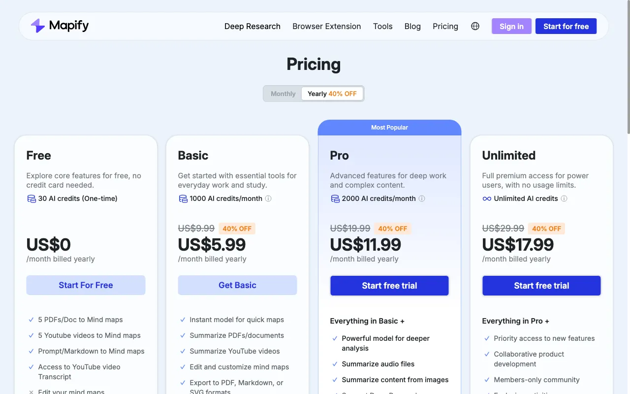 ChatMind — pricing page
