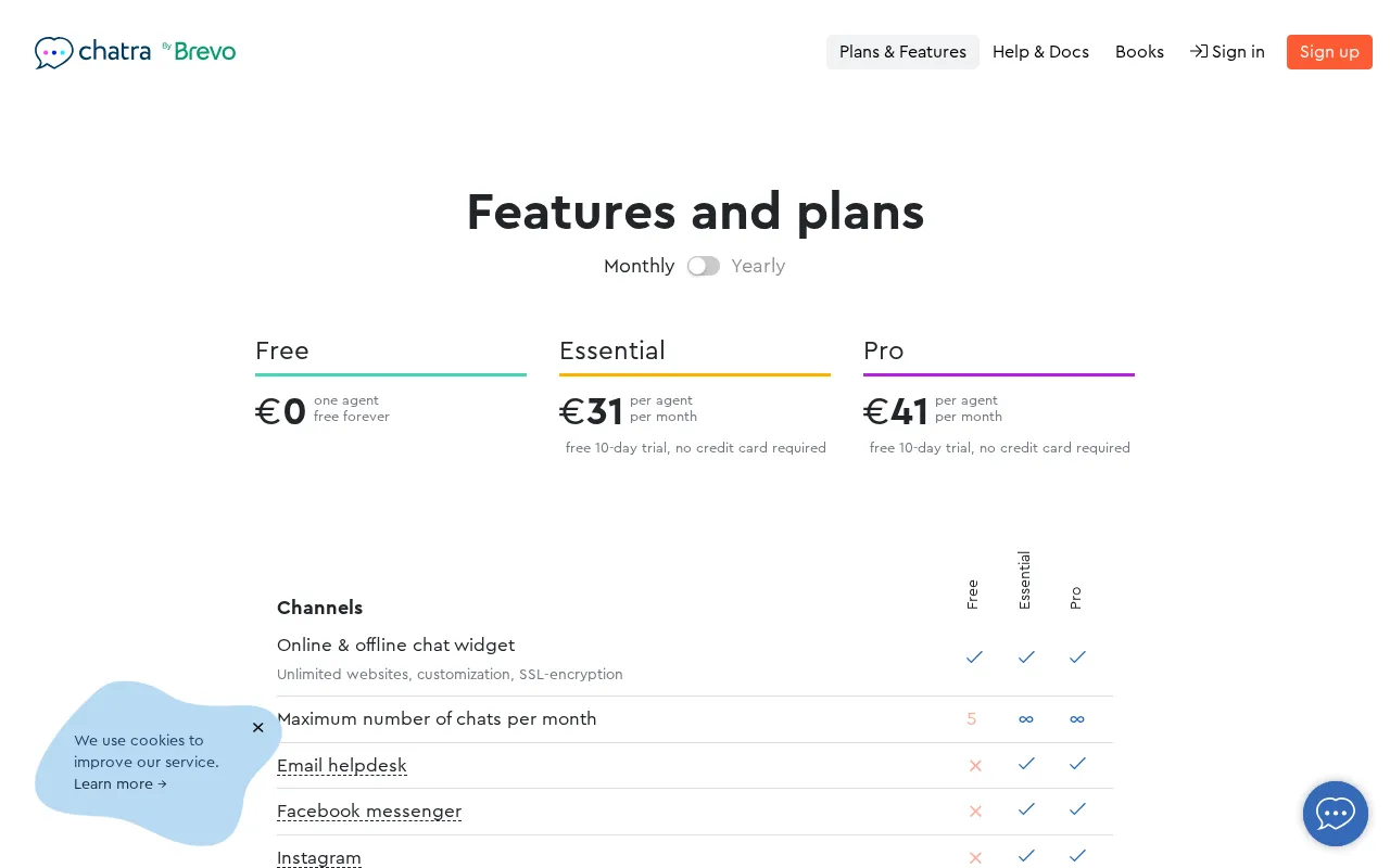 Chatra — pricing page