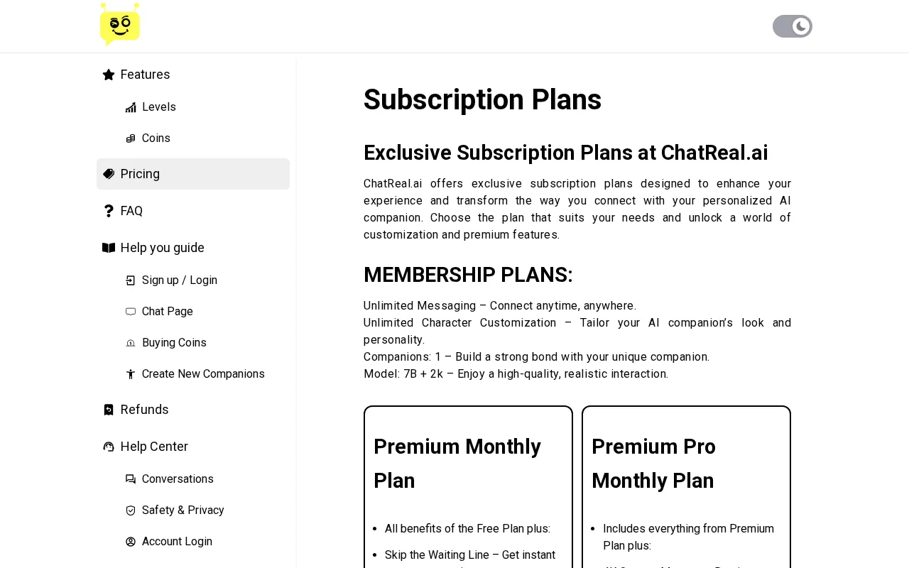 ChatReal AI — pricing page