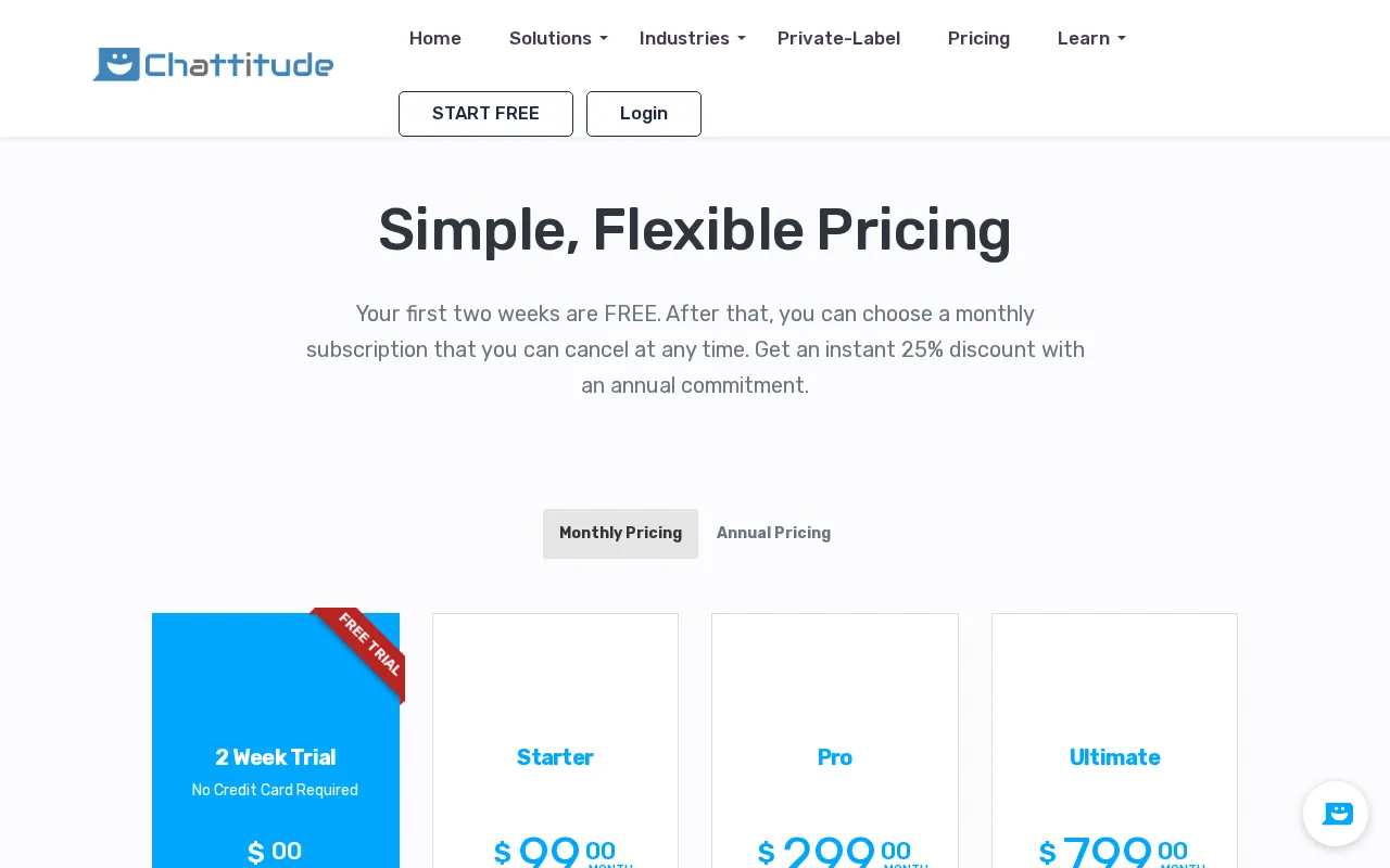 Chattitude — pricing page