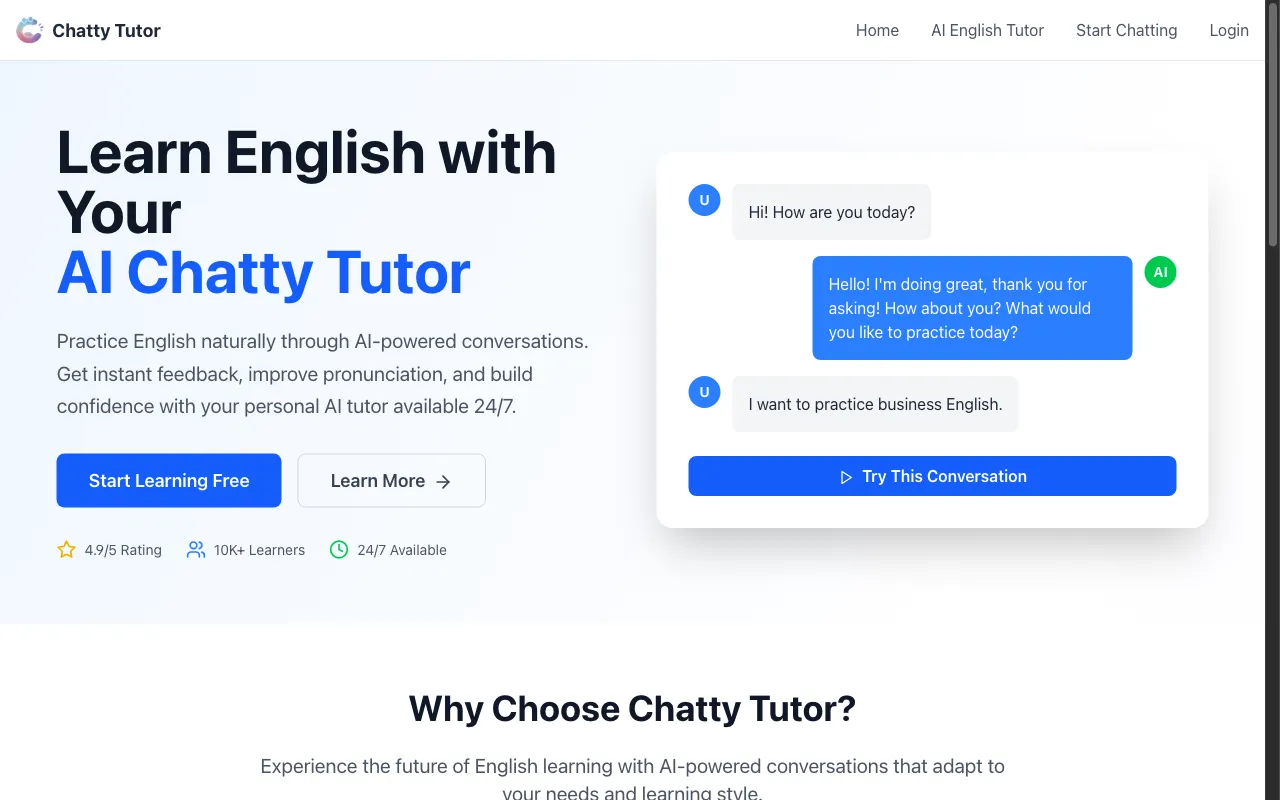 Chatty Tutor — preview screenshot