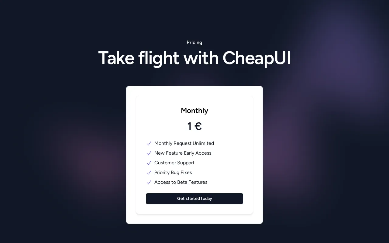 CheapUI — pricing page