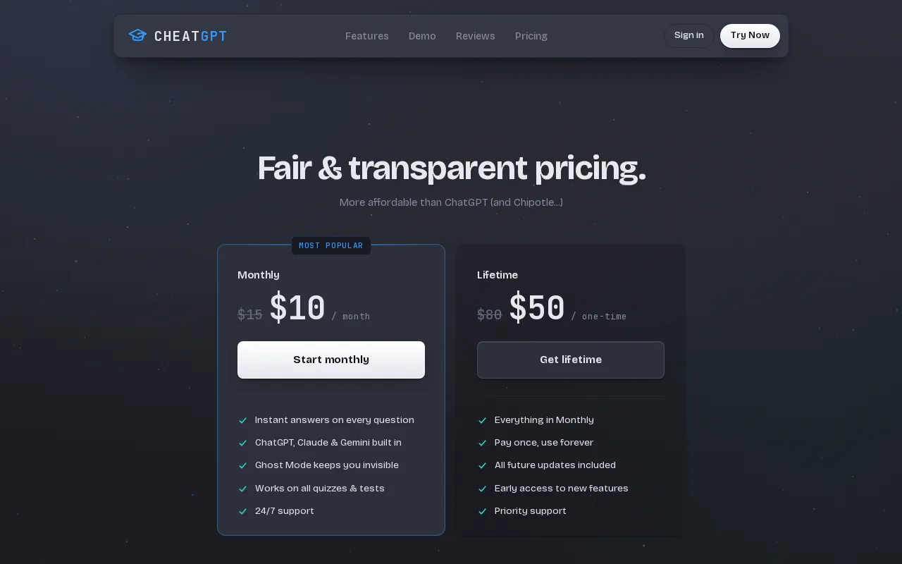 CheatGPT — pricing page