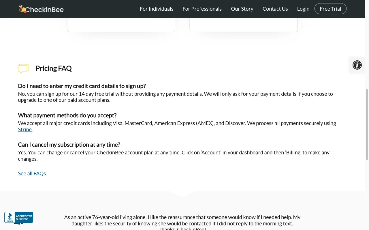 CheckinBee — pricing page