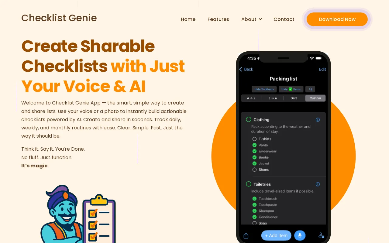 Checklist Genie — preview screenshot