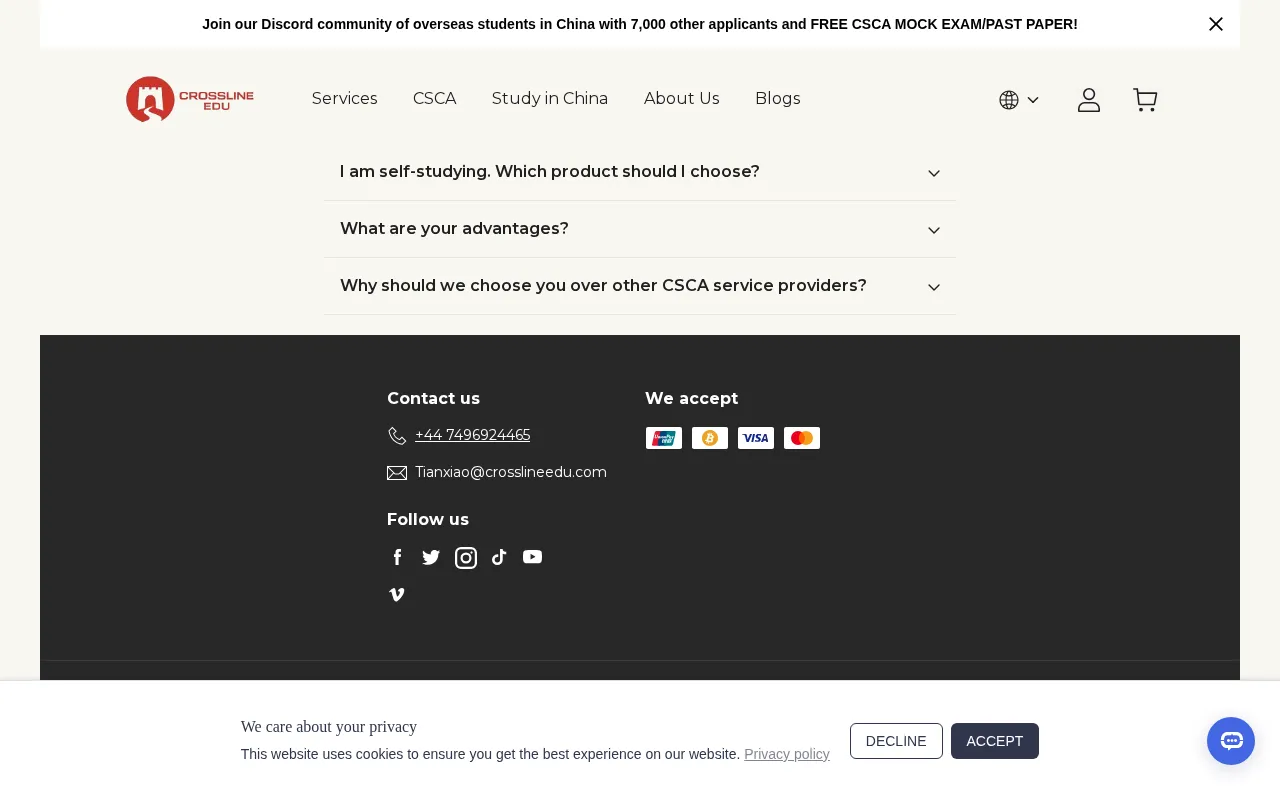 crosslineedu — pricing page
