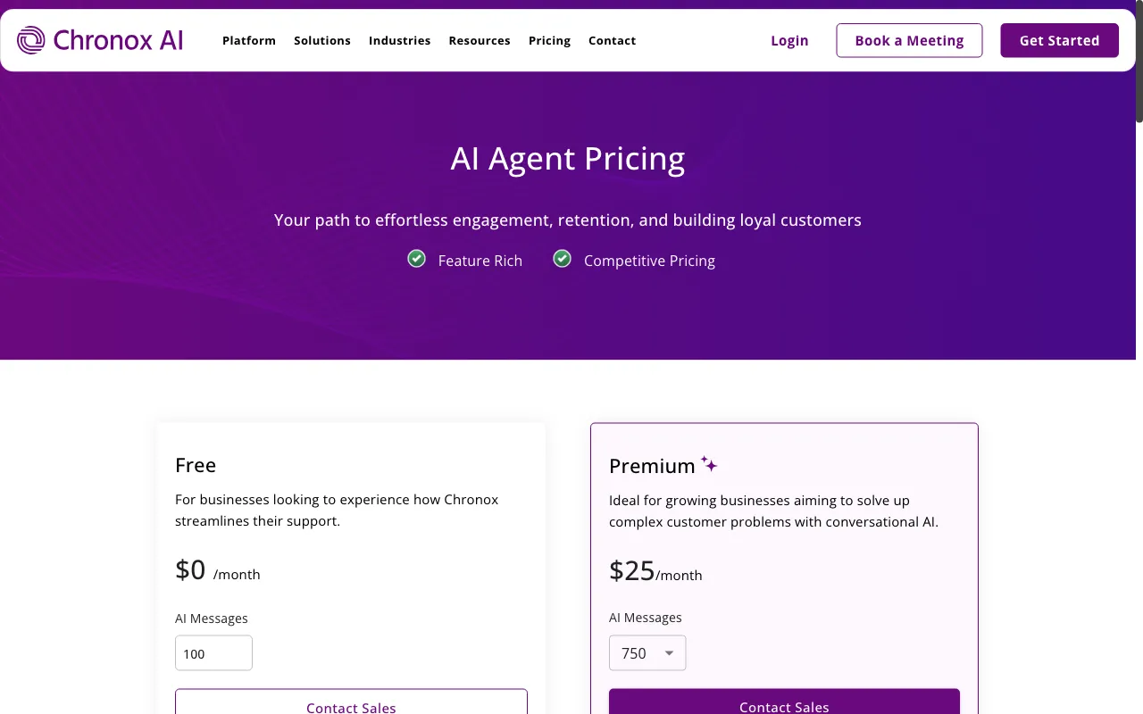 Chronox AI — pricing page