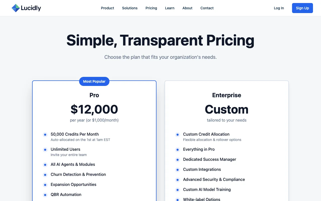 Lucidly — pricing page