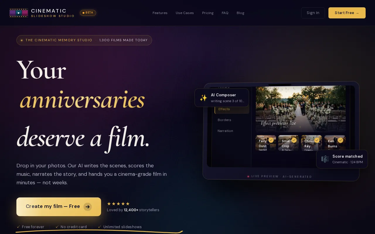 Cinematic Slideshow Studio — preview screenshot