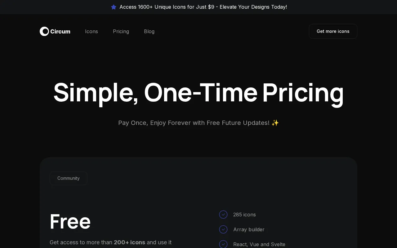 Circum Icons — pricing page