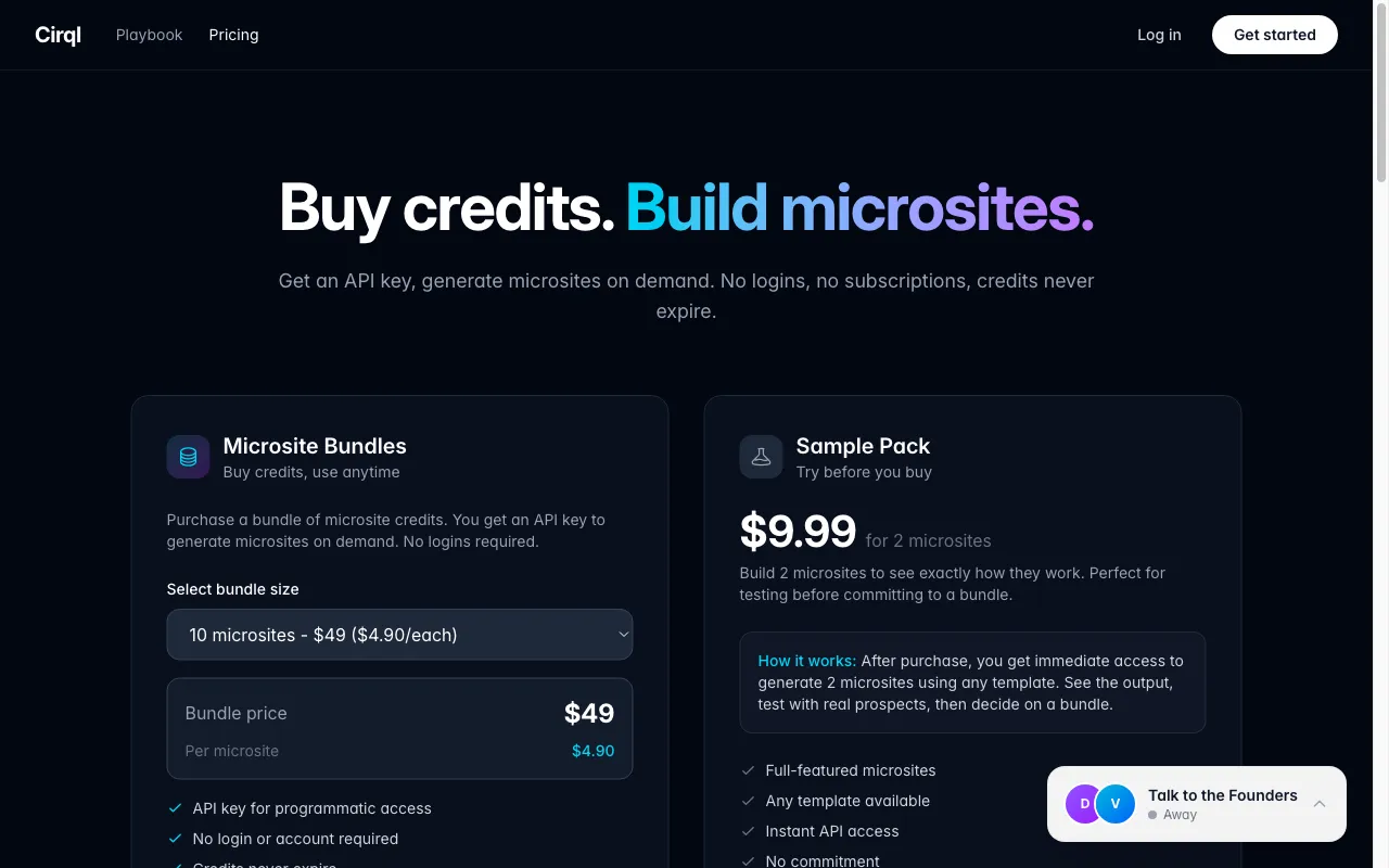 Cirql — pricing page
