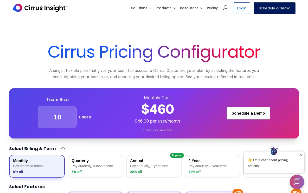 Cirrus Insight — pricing page