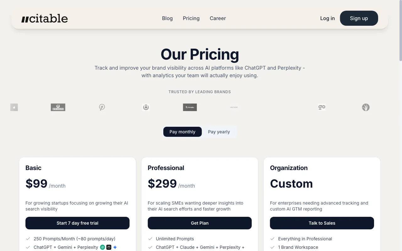 Citable — pricing page