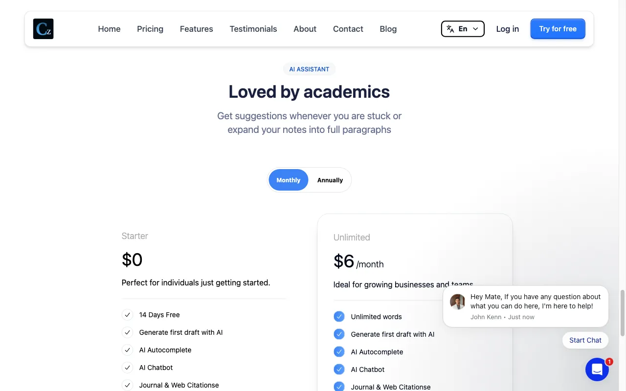 Citez.AI — pricing page