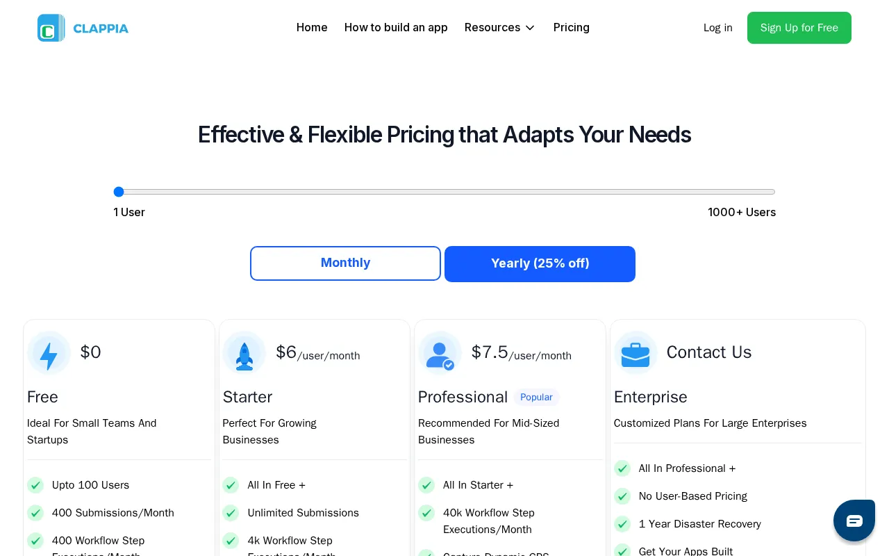 Clappia — pricing page