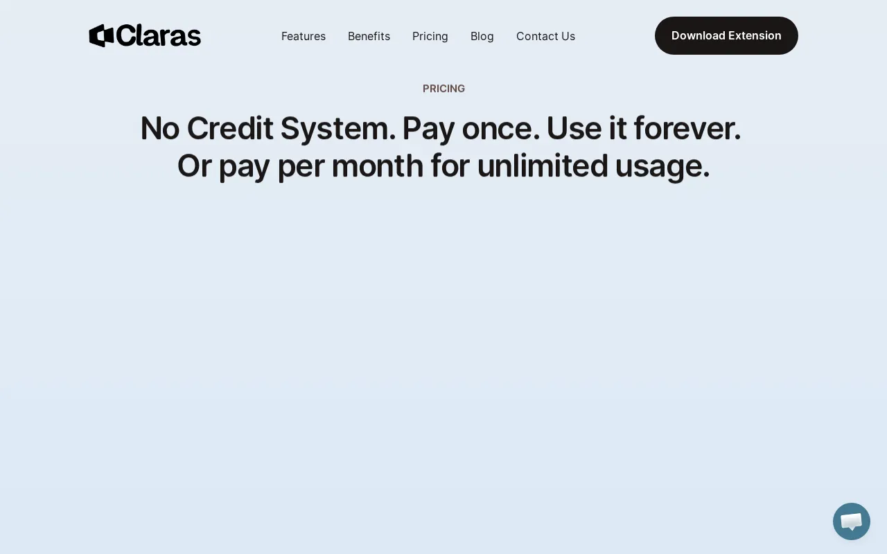 Claras — pricing page