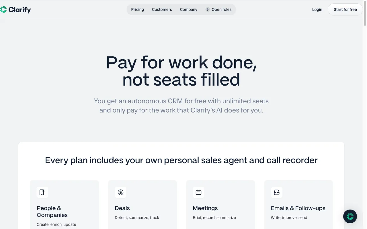 Clarify — pricing page