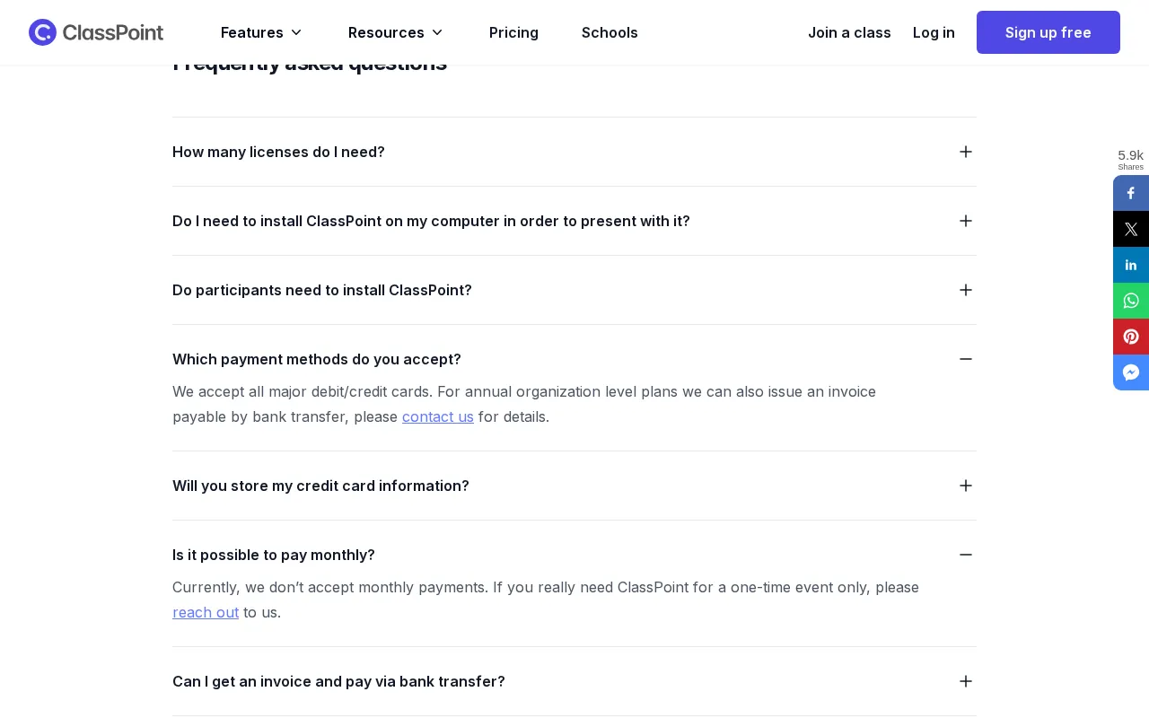 ClassPoint AI — pricing page