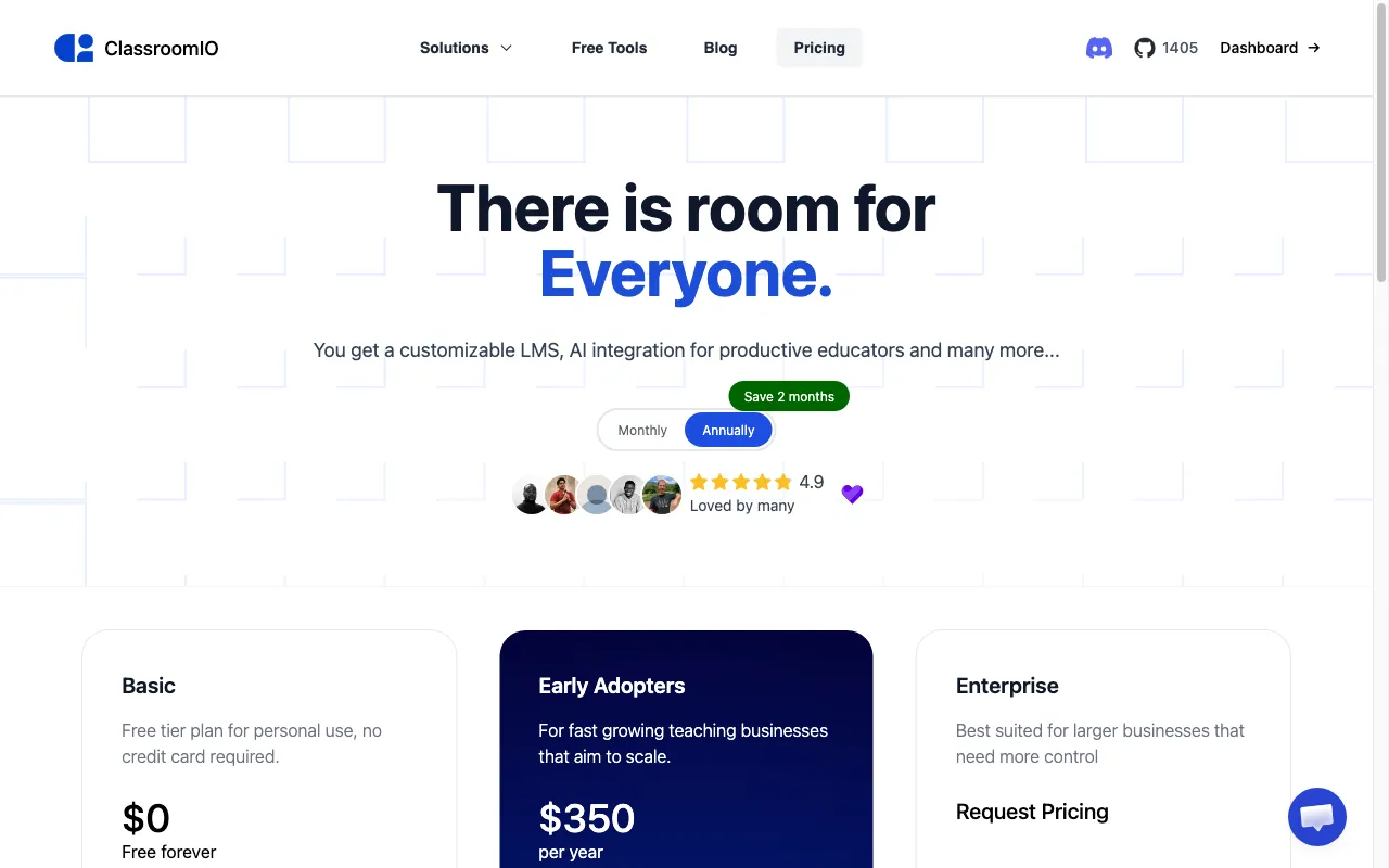 ClassroomIO — pricing page