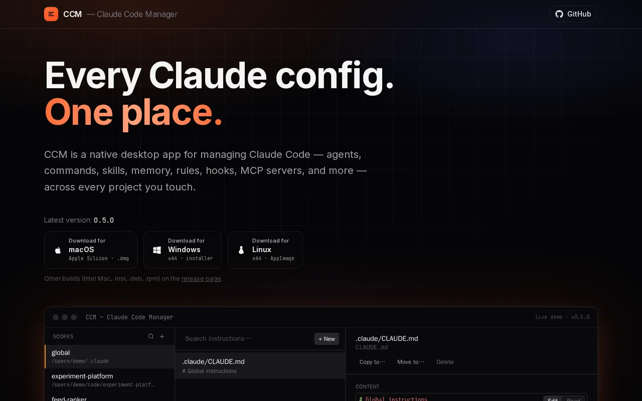 Claude code manager — preview screenshot