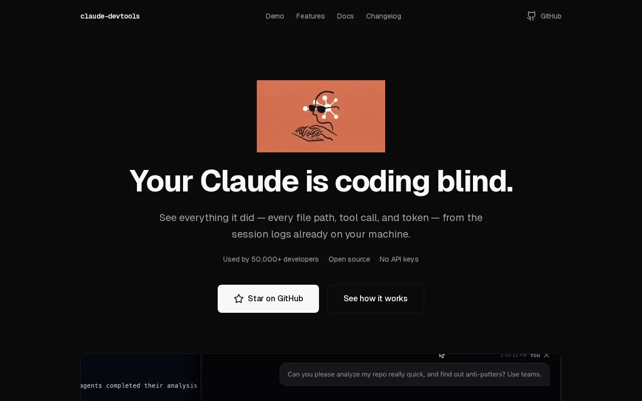 Claude-devtools — preview screenshot
