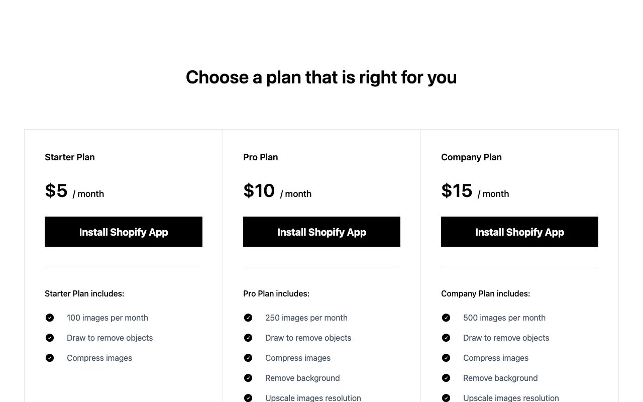 CleanerPro Image Editor — pricing page