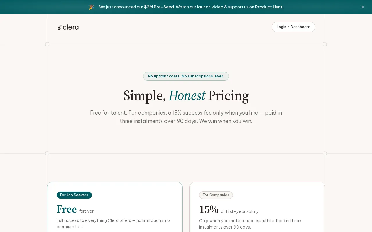 Clera — pricing page