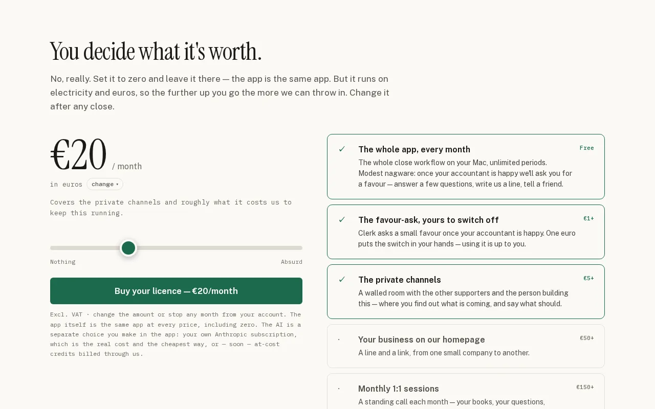 Clerk.AI — pricing page