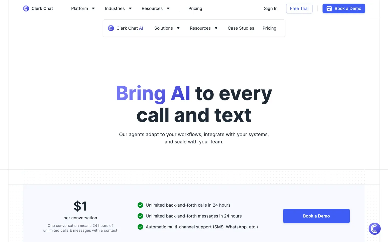 clerk.chat — pricing page